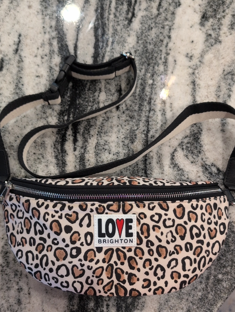 Brighton Love Brighton Leopard Print Belt Bag in Cream, Black, Brown